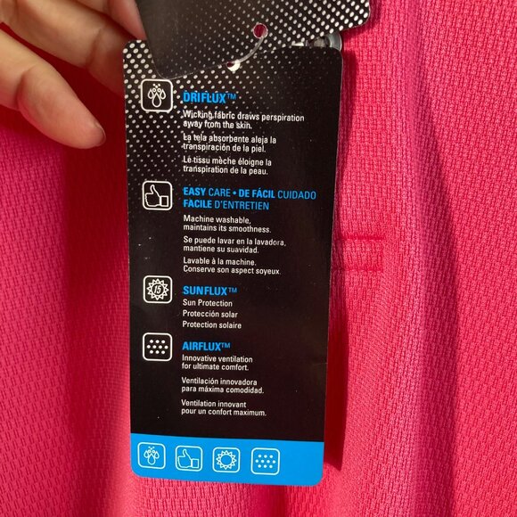 Mens PGA Tour Airflux Golf Polo Shirt Pink Flambe M NWT Polyester - Picture 7 of 10